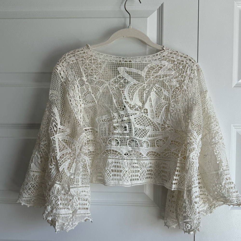 Farm Rio Guipire Lace Blouse Off White Size XS NWT‎ - Picture 6 of 10